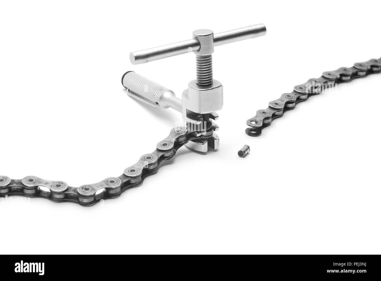chain tool fixing a broken bicycle chain Stock Photo Alamy
