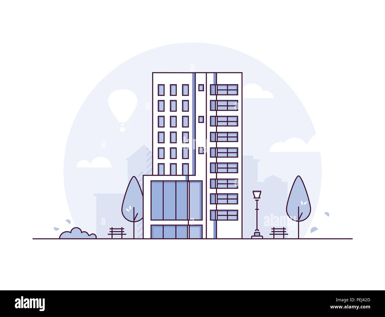 Cityscape - modern thin line design style vector illustration Stock ...