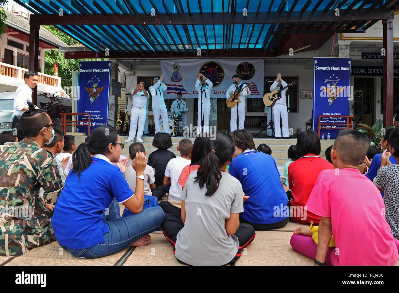 150830-N-ZB122-002 PATTAYA, Thailand (August 30, 2015) The U.S. 7th Fleet Band, “Orient Express,” performs at Camillian Social Center during Cooperation Afloat Readiness and Training (CARAT) Thailand 2015. In its 21st year, CARAT is an annual, bilateral exercise series with the U.S. Navy, U.S. Marine Corps and the armed forces of nine partner nations including, Bangladesh, Brunei, Cambodia, Indonesia, Malaysia, the Philippines, Singapore, Thailand and Timor-Leste. (U.S. Navy photo by Mass Communication Specialist 2nd Class Chelsy Alamina/Released) Stock Photo