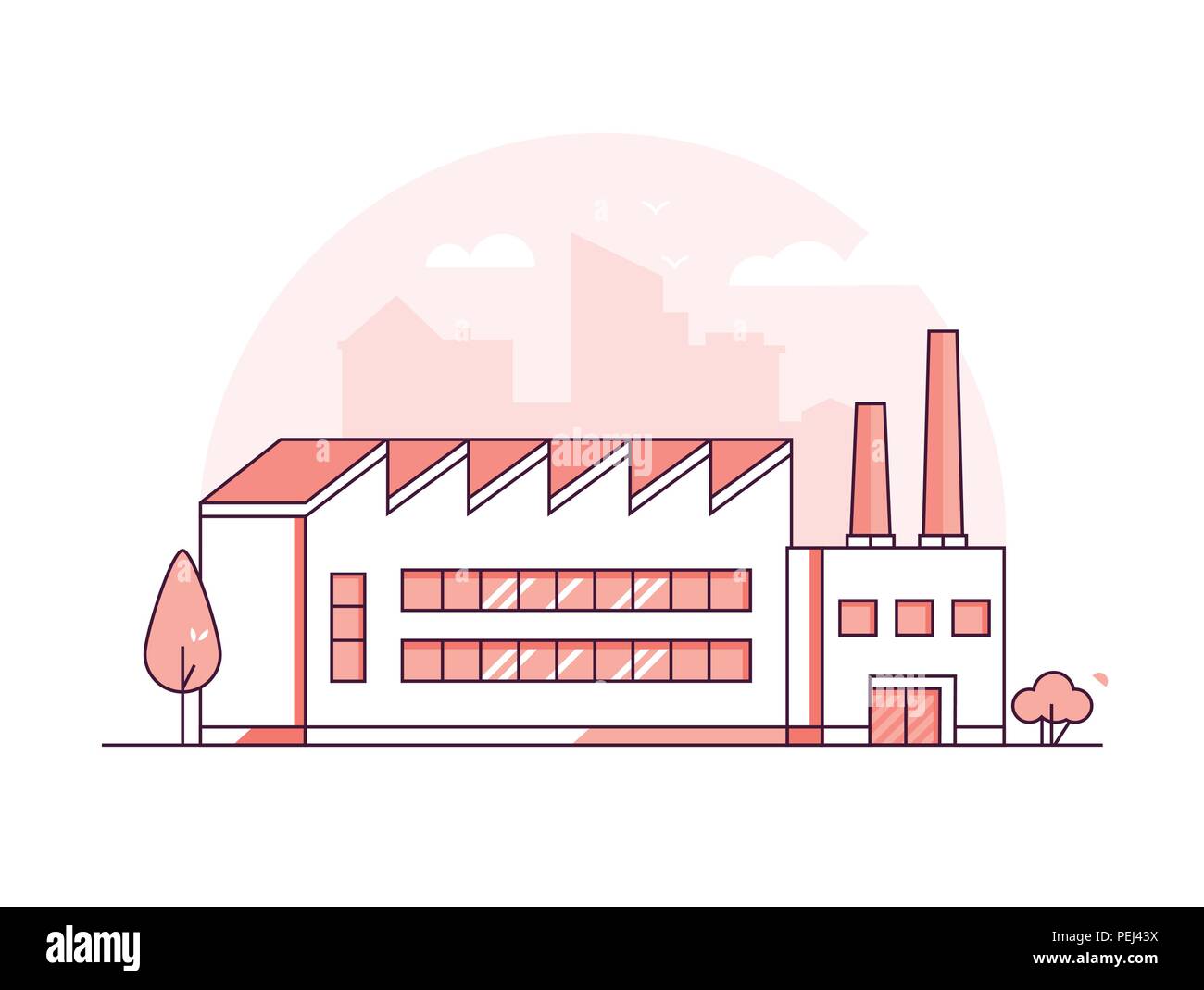Industrial building - modern thin line design style vector illustration ...