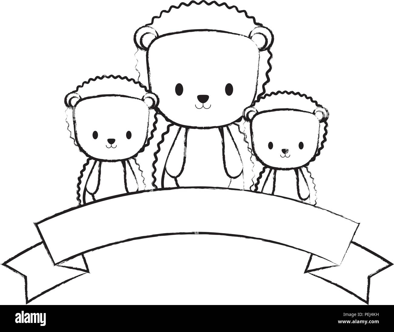 decorative ribbon and cute porcupines over white background, vector ...