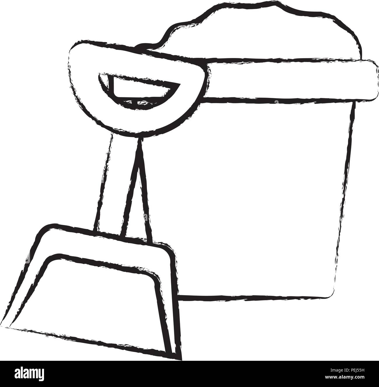 sand bucket and shovel over white background, vector illustration Stock Vector