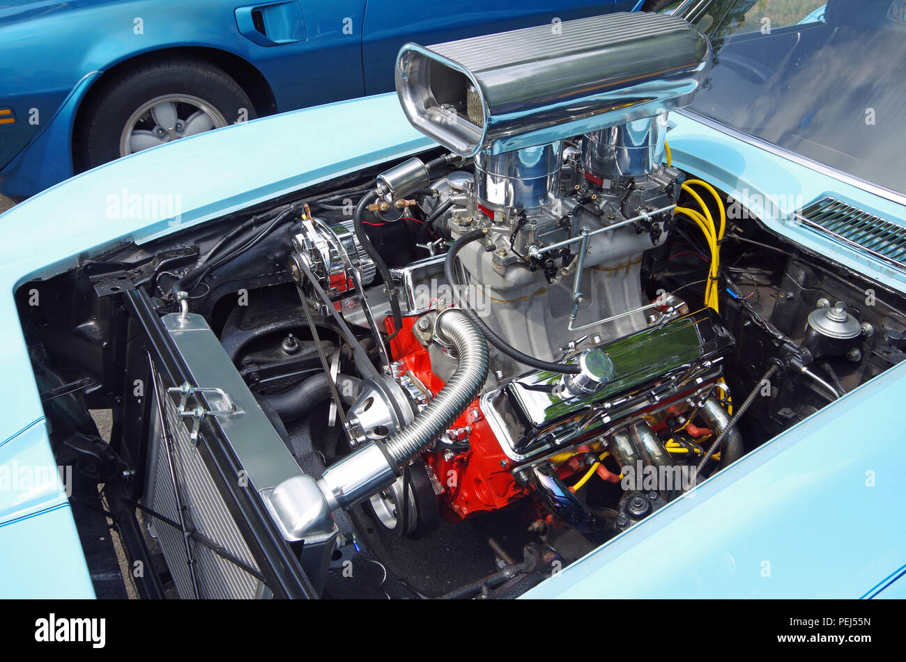 American classic car hot rod engine Stock Photo Alamy