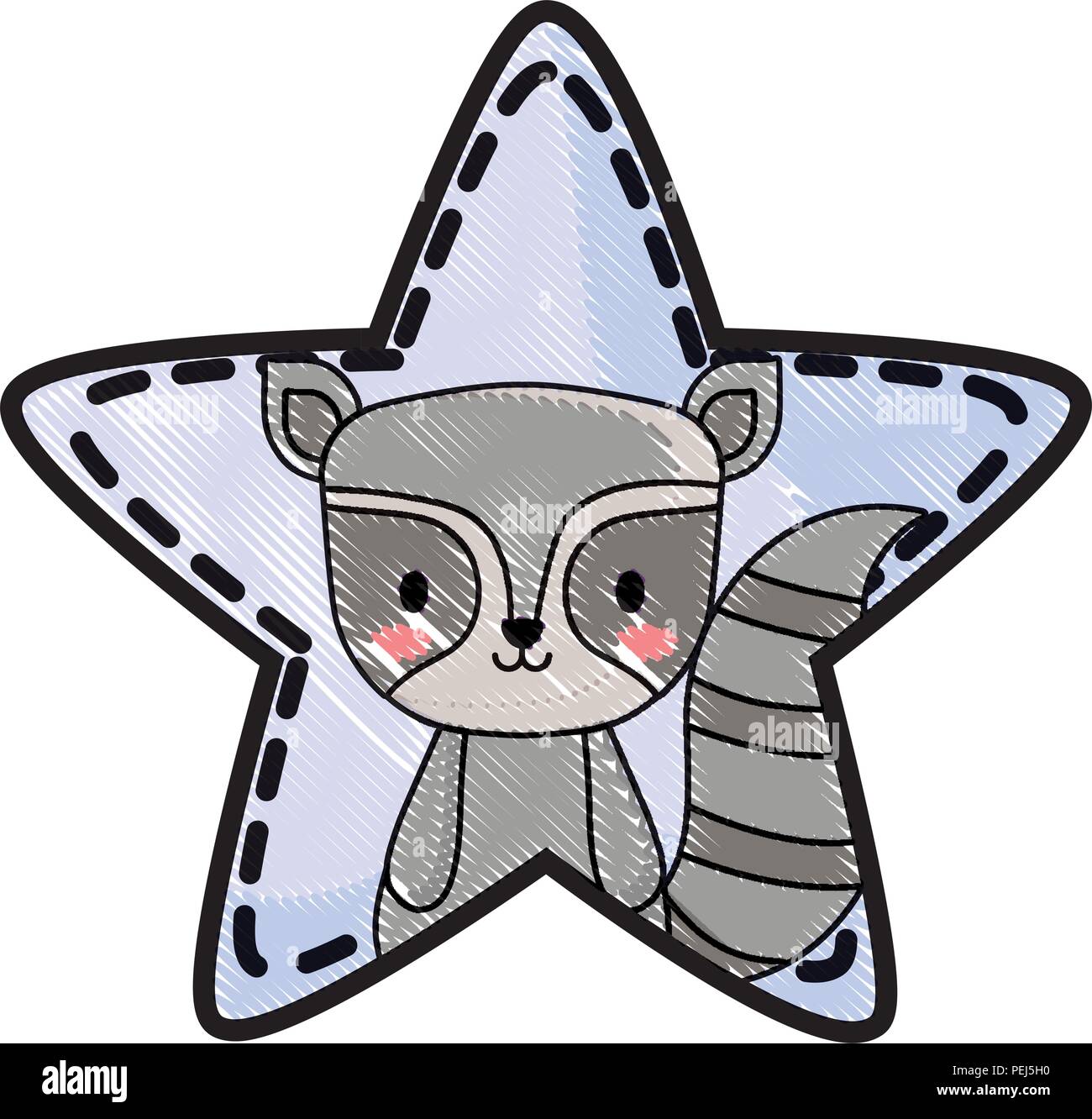 star with cute raccoon icon over white background, vector illustration ...