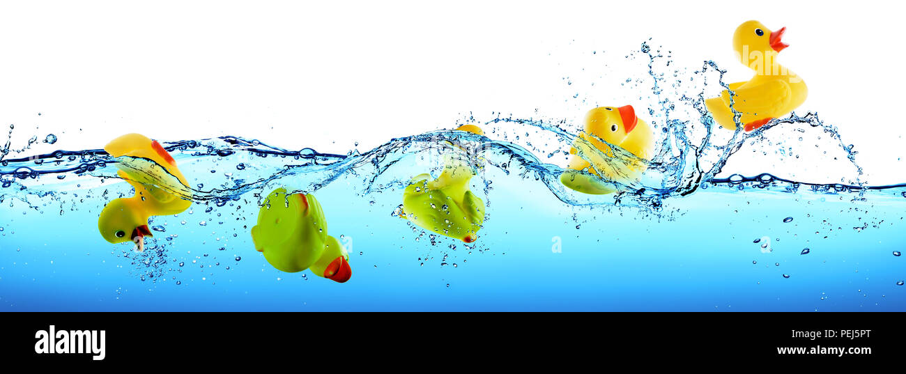 Rescue And Assistance Concept Rubber Duck Drowning And Floating On