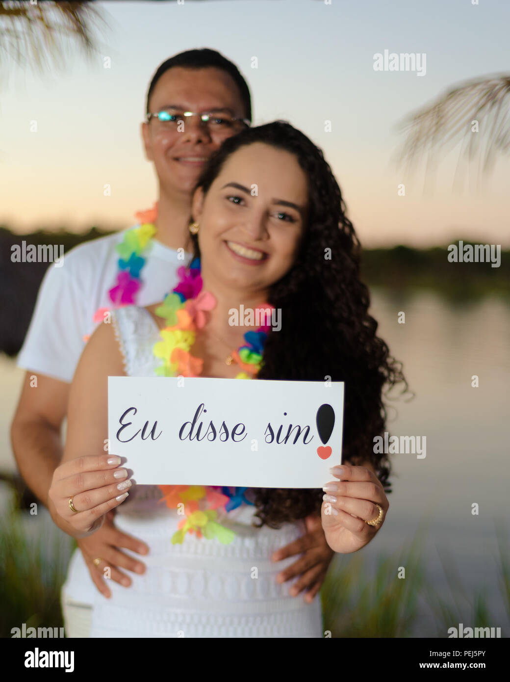 Passionate and happy couple after accepting marriage, Various poses and