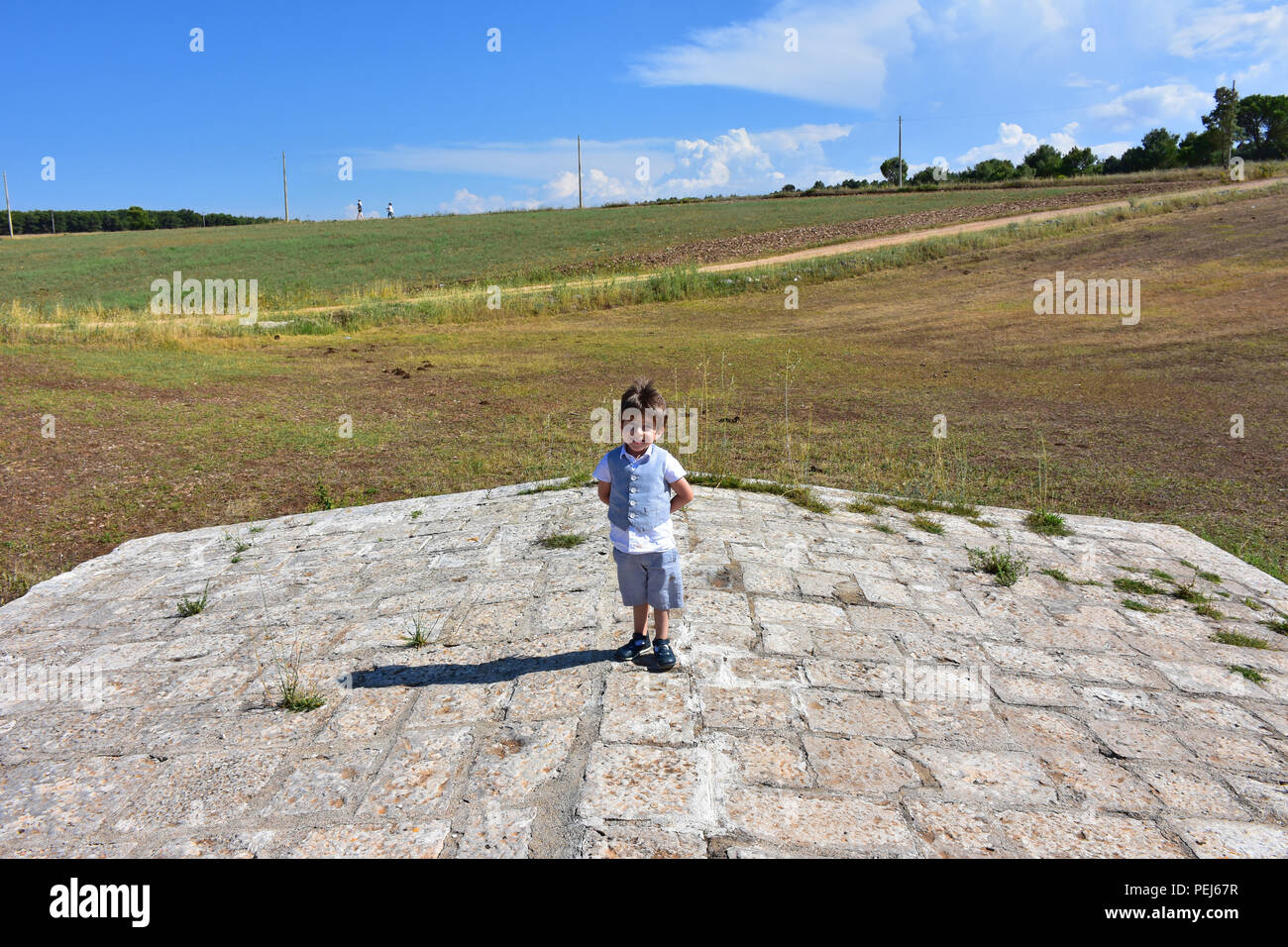 Italy, Puglia region, view and detail in the high Murgia area with ...