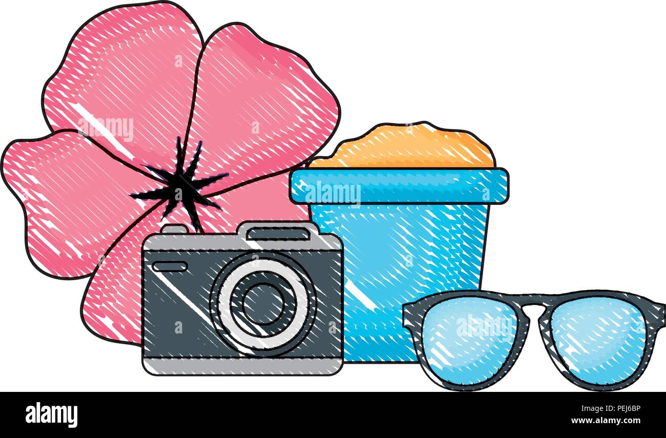 summer vacations design with photographic camera and related icons over ...
