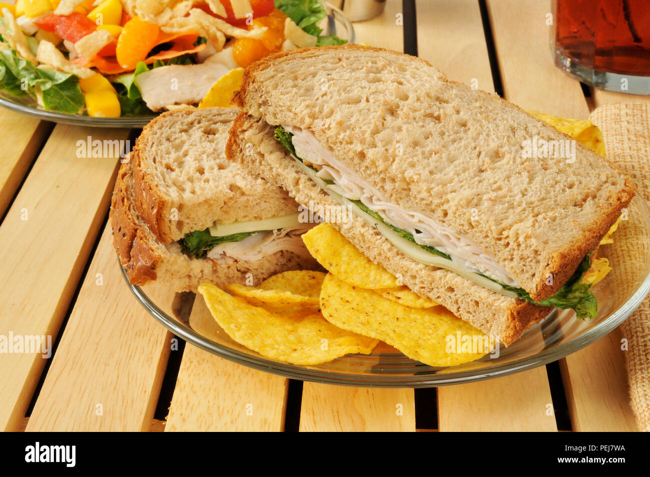 A turkey and swiss cheese sandwich on whole wheat bread Stock Photo Alamy