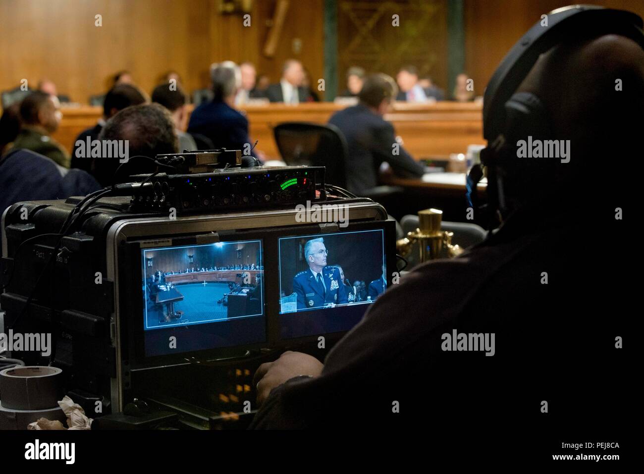 U.S. Air Force Gen. Paul J. Selva, vice chairman of the Joint Chiefs of Staff, joined Secretary of Defense Ash Carter in testifying before the Senate Armed Services Committee, on Capitol Hill, Dec. 9, 2015. (DoD photo by Army Staff Sgt. Sean K. Harp) Stock Photo