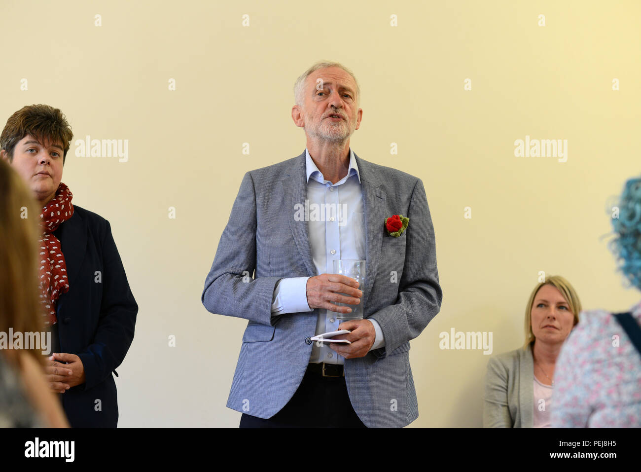 Labour party leader Jeremy Corbyn MP with Parliamentary Candidate Katrina Gilman Stock Photo