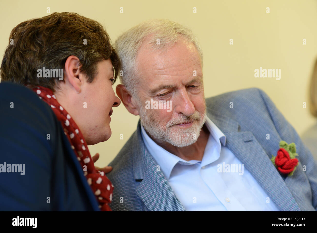 Labour party leader Jeremy Corbyn MP with Parliamentary Candidate Katrina Gilman Stock Photo