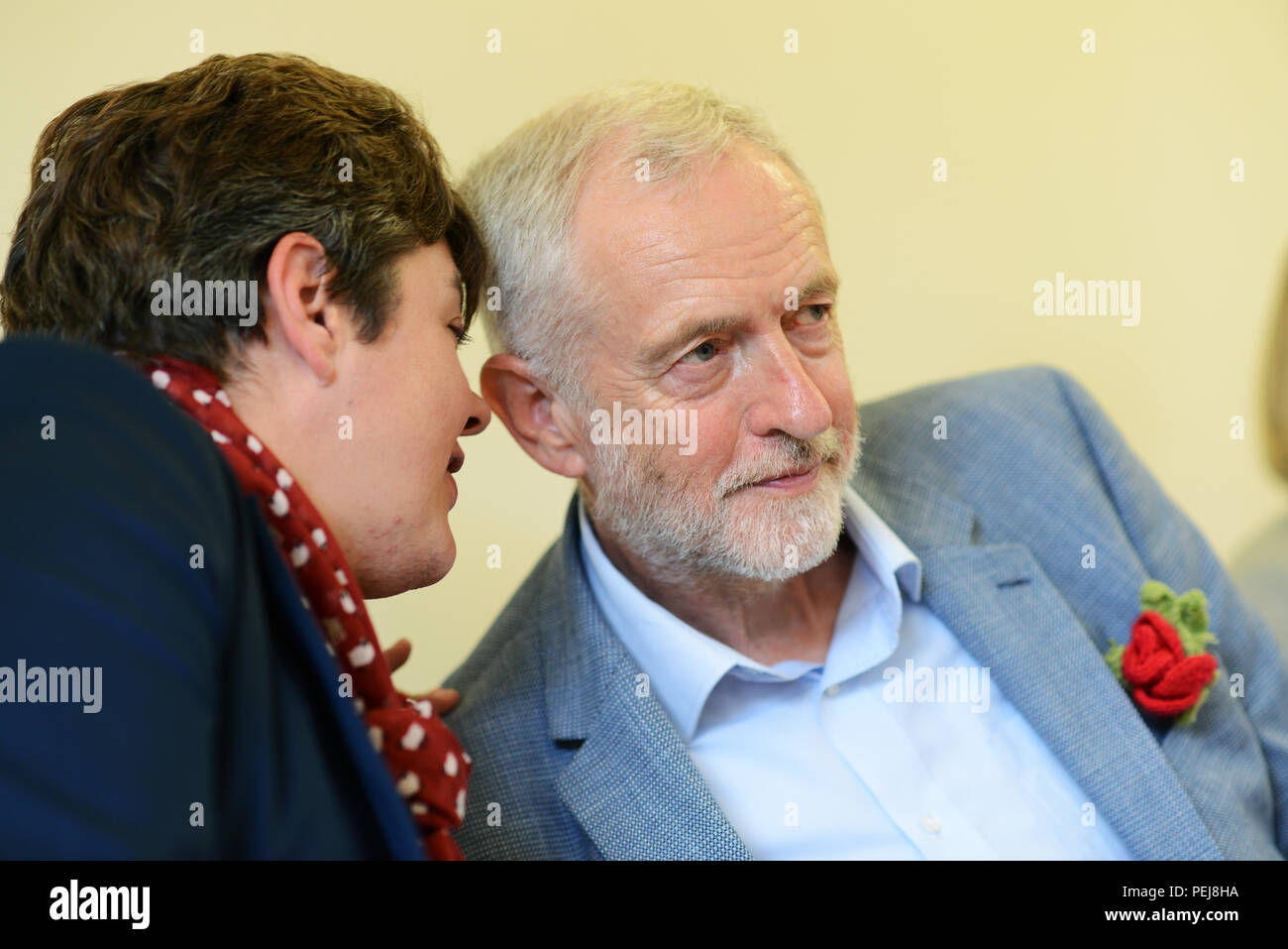 Labour party leader Jeremy Corbyn MP with Parliamentary Candidate Katrina Gilman Stock Photo