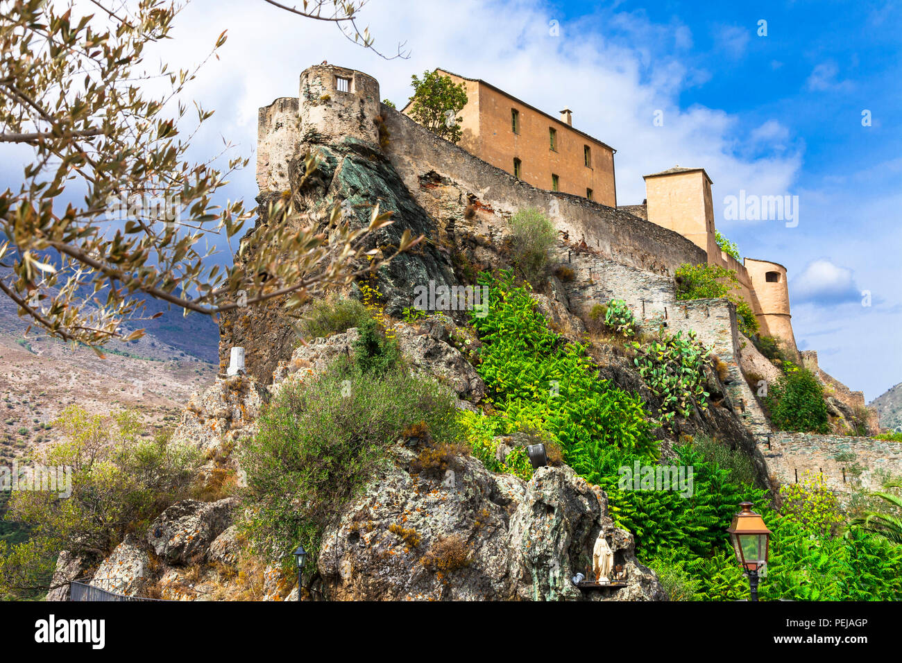 Impressive fortress in Corte village,Corsica,France. Stock Photo