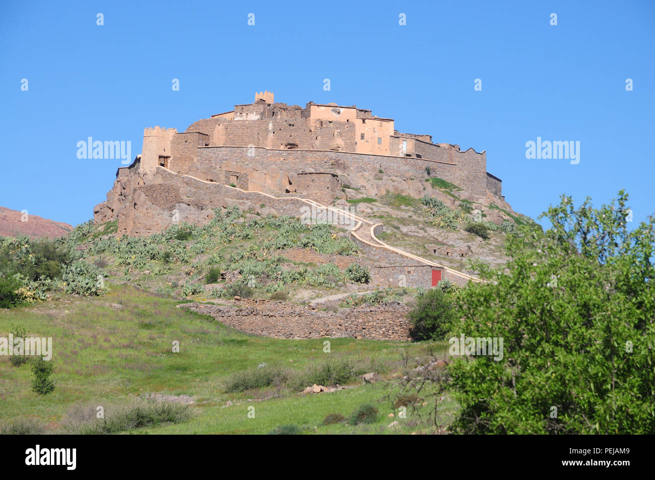 Kasbah Tizourgane, a fortified village in the Anti Atlas mountains of Morocco Stock Photo