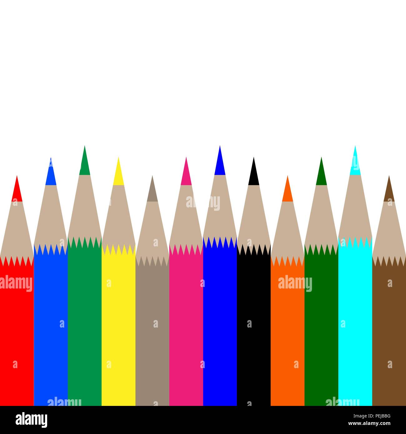 multicolored pencils on white background vector Stock Vector
