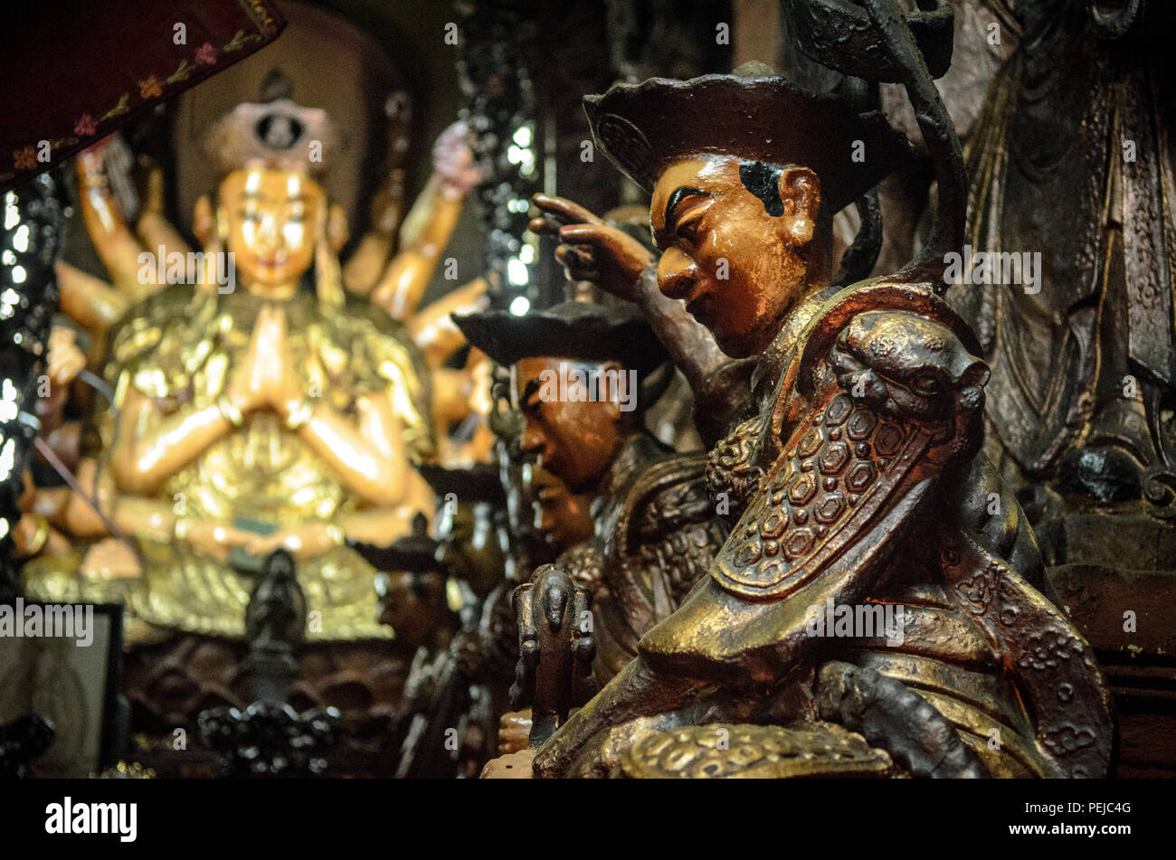 Ornate statues at the Jade Emperor Pagoda in the Da Kao district of Ho