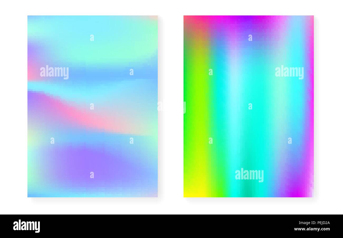 Holographic cover set with hologram gradient background Stock Vector ...