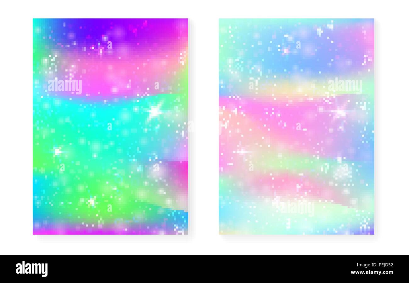 Magic background with princess rainbow gradient. Kawaii unicorn  Stock Vector