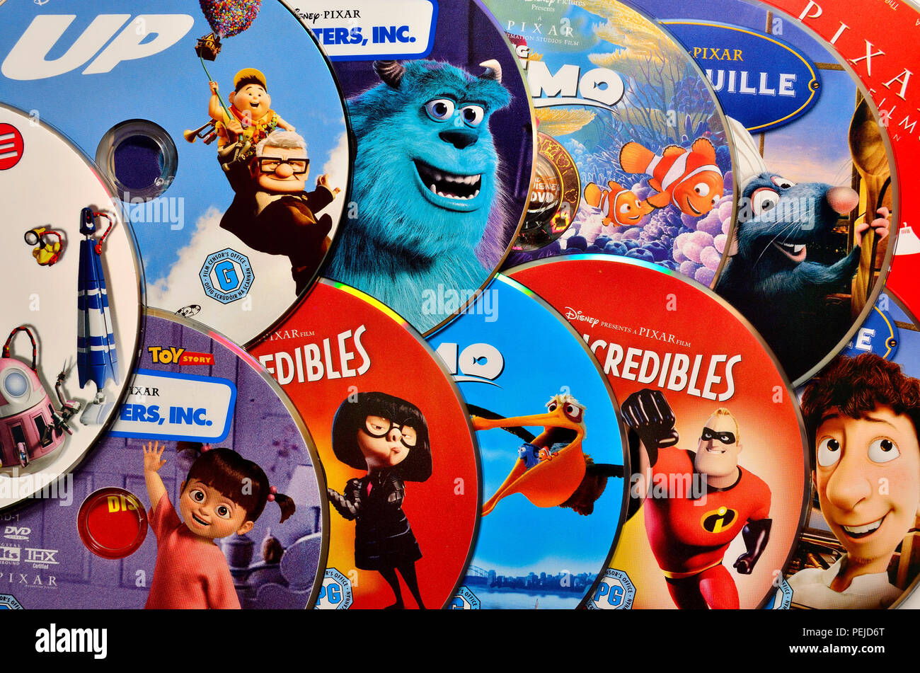 Pixar Films on DVD Stock Photo - Alamy