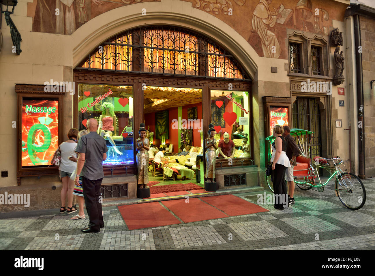 Thai massage parlour shopfront in central Prague offering services for  tired tourists Stock Photo - Alamy