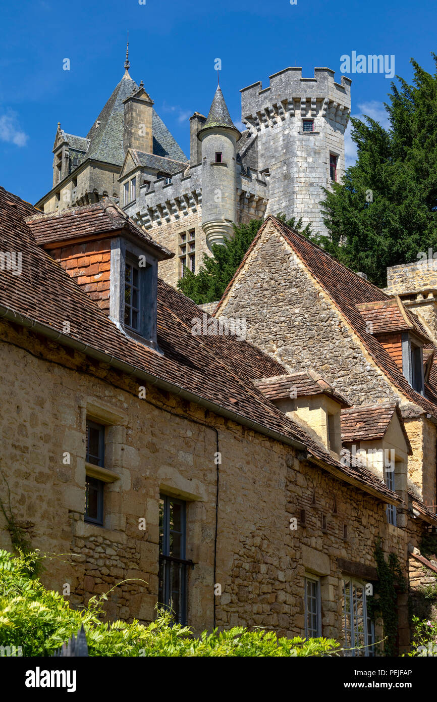 Chateau de Montfort - a castle in the French commune of Vitrac in the Dordogne region of France Stock Photo