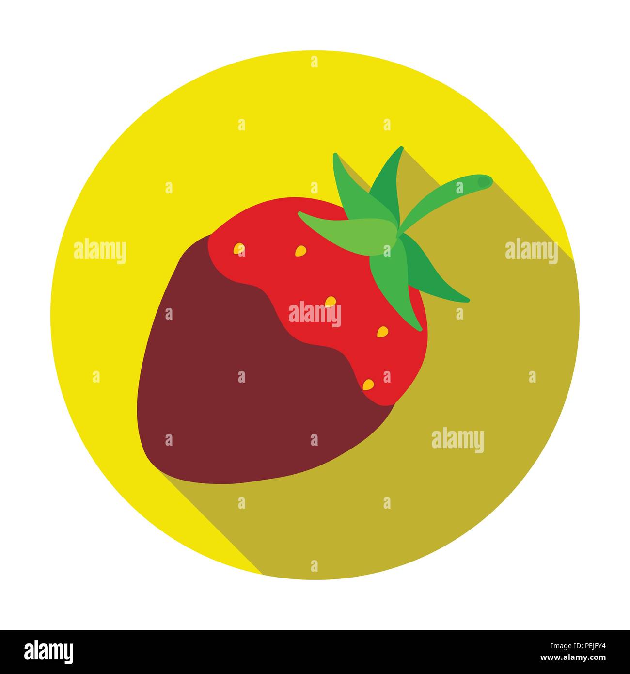 Strawberry in chocolate icon in flat design isolated on white ...