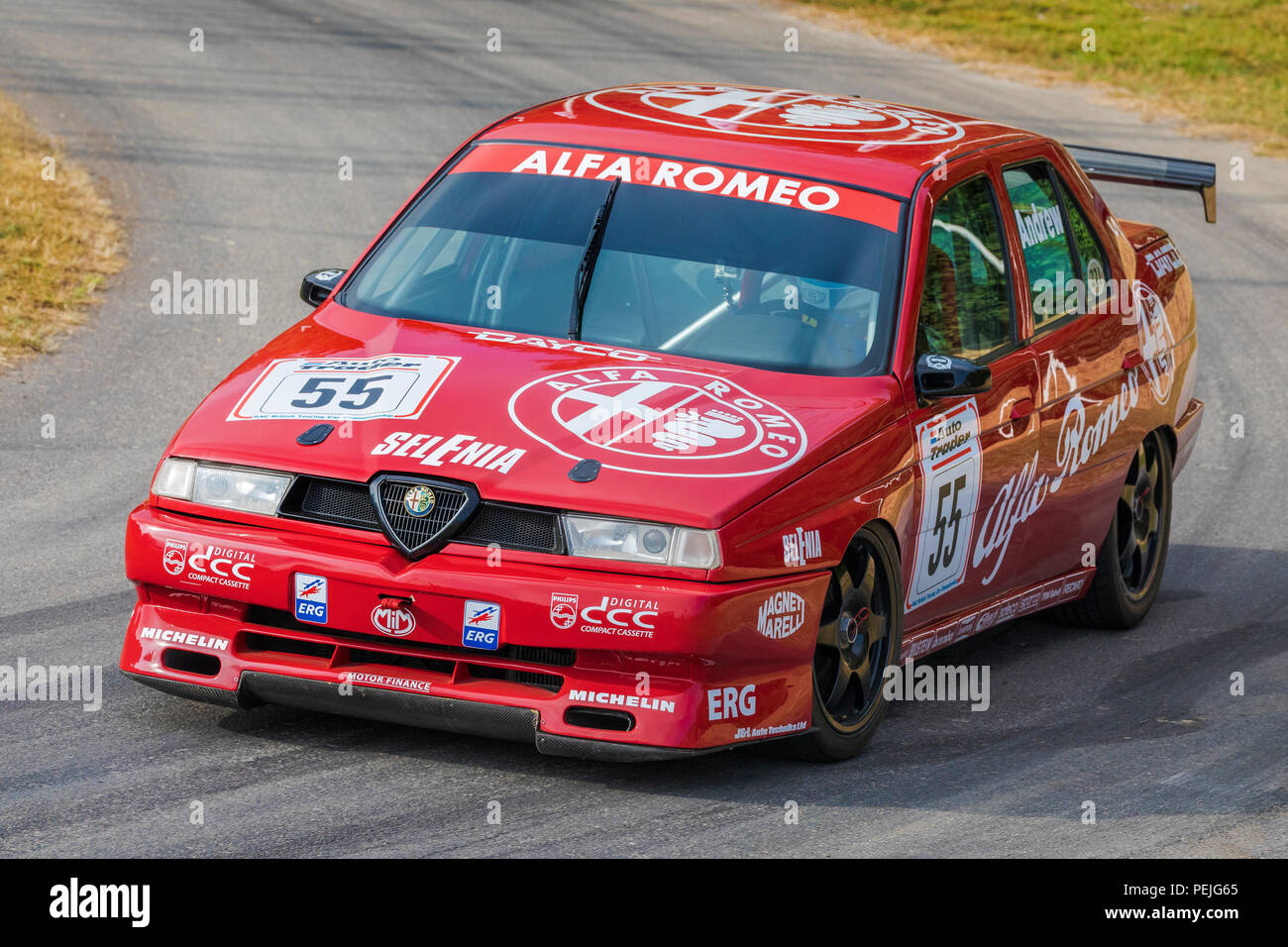 1994 Alfa Romeo 155, originally driven by Gabrieli Tarquini, here driven by Tom Andrew at the 2018 Goodwood Festival of Speed, Sussex, UK. Stock Photo