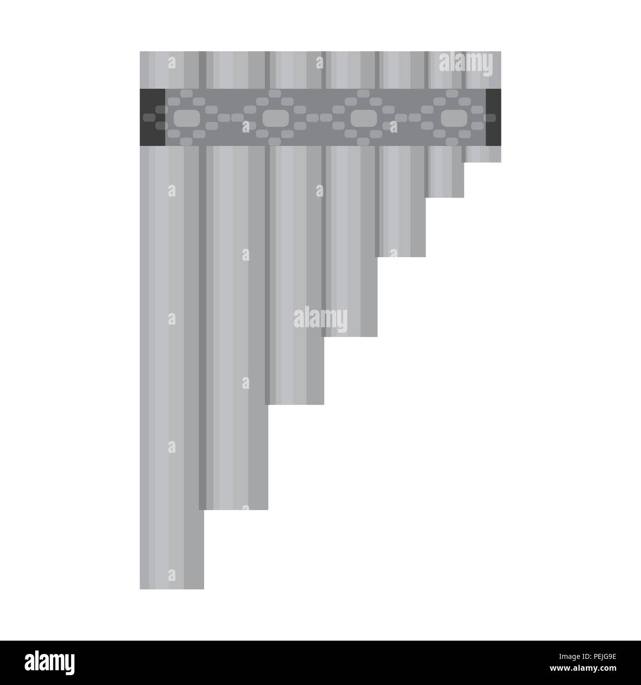 Mexican pan flute icon in monochrome style isolated on white background. Mexico country symbol