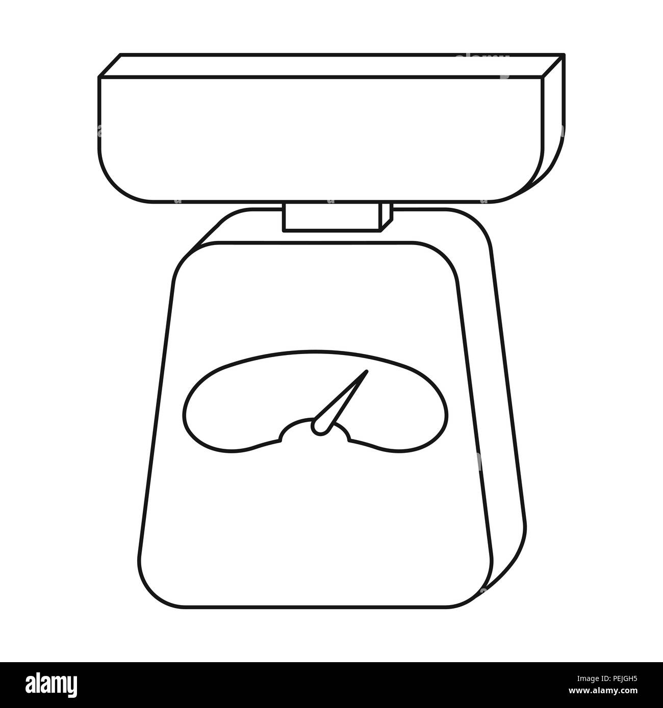 Kitchen scale icon in outline style isolated on white background ...