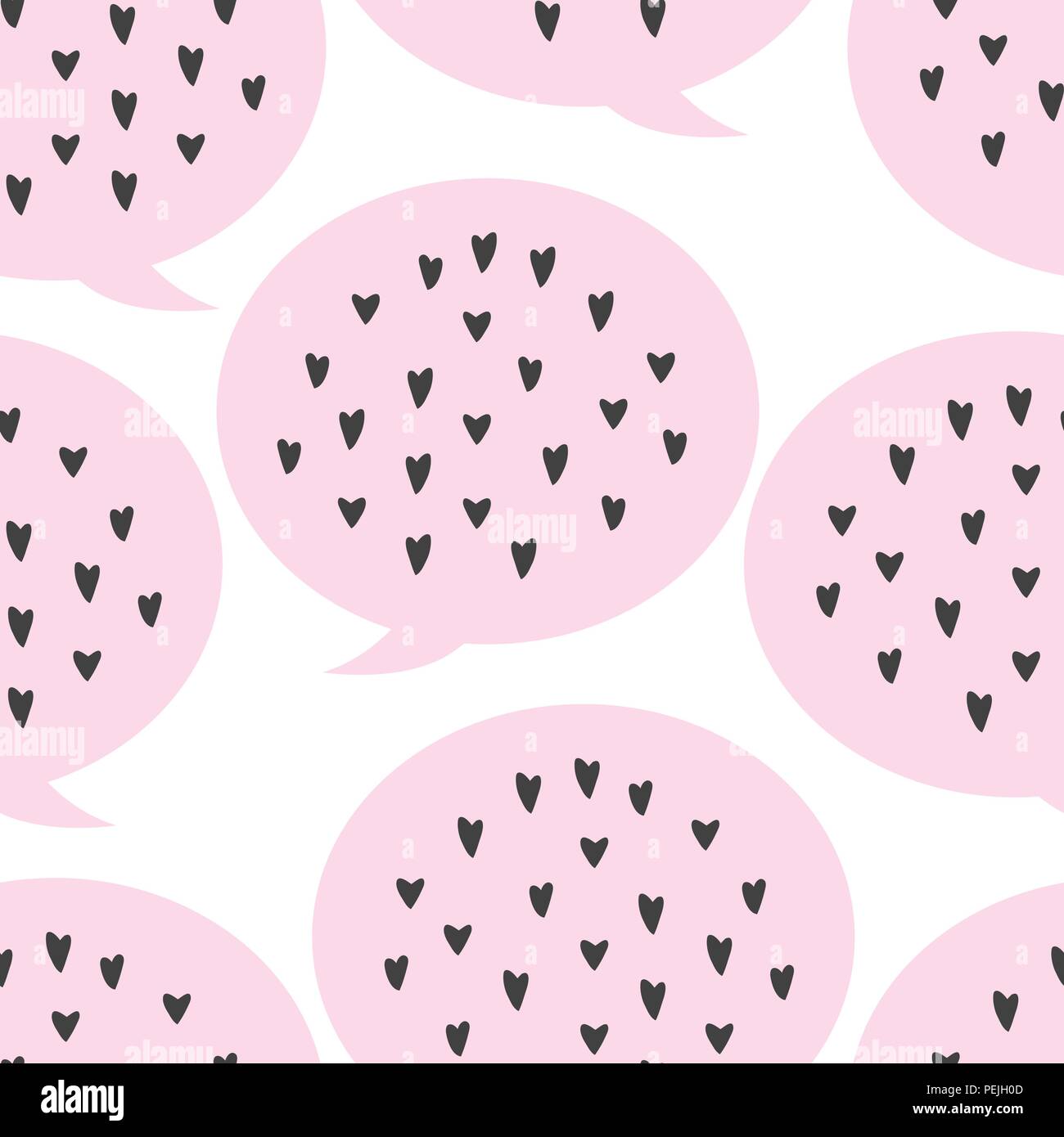 Lovely seamless background pattern with hearts in speech bubbles Stock Vector