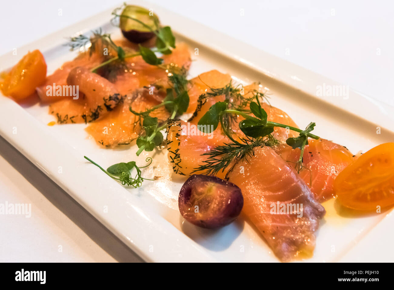 A Plate Of Gravlax Scandinavian Cured Salmon Stock Photo Alamy