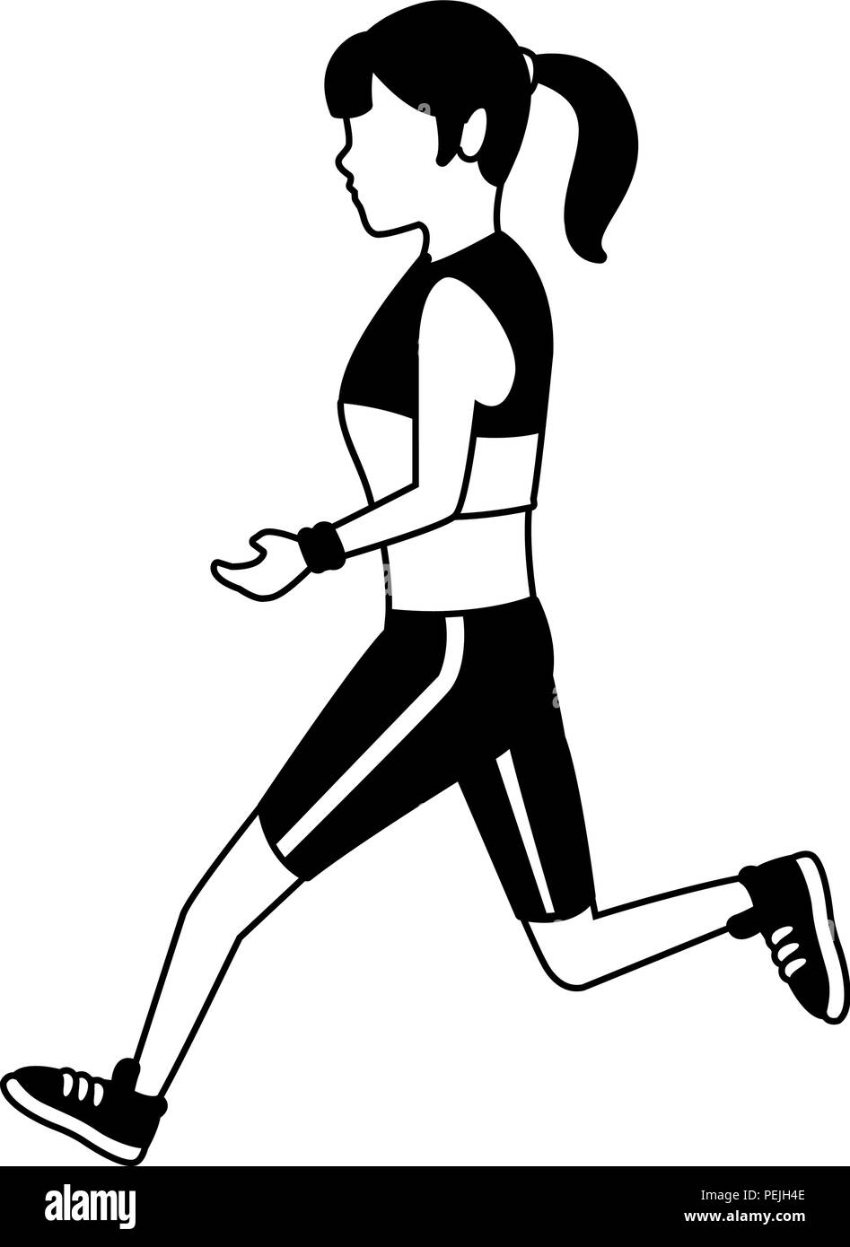 Fitness woman running in black and white Stock Vector Image & Art Alamy