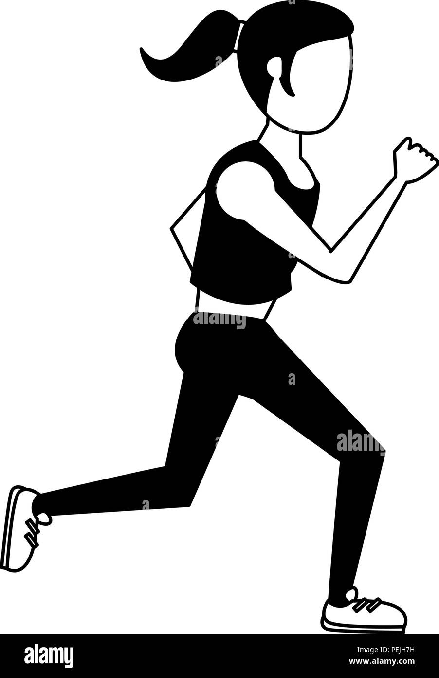 Fitness woman running in black and white Stock Vector Image & Art Alamy