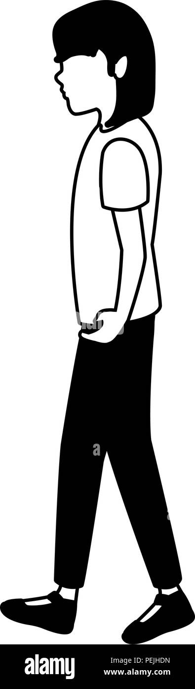 Young woman walking in black and white Stock Vector Image & Art - Alamy