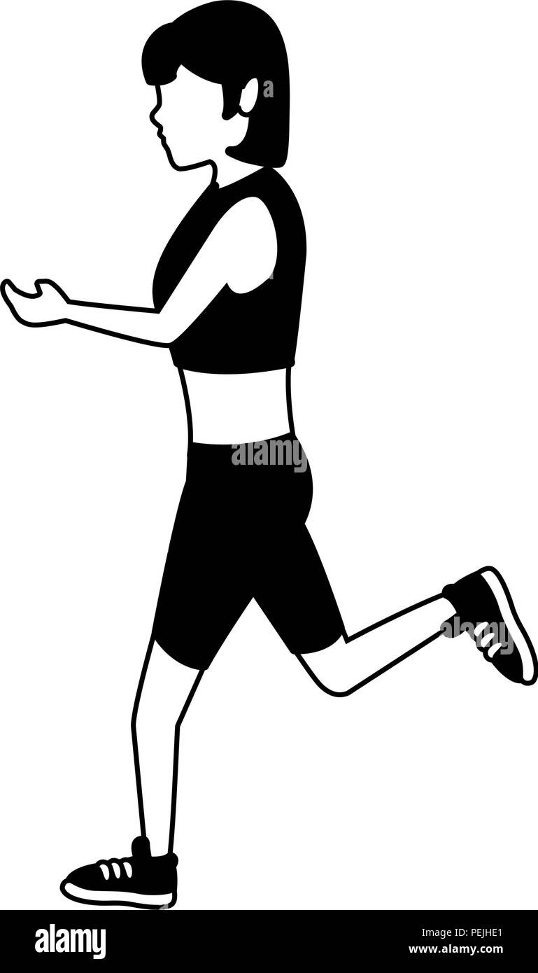 Fitness woman running in black and white Stock Vector Image & Art Alamy