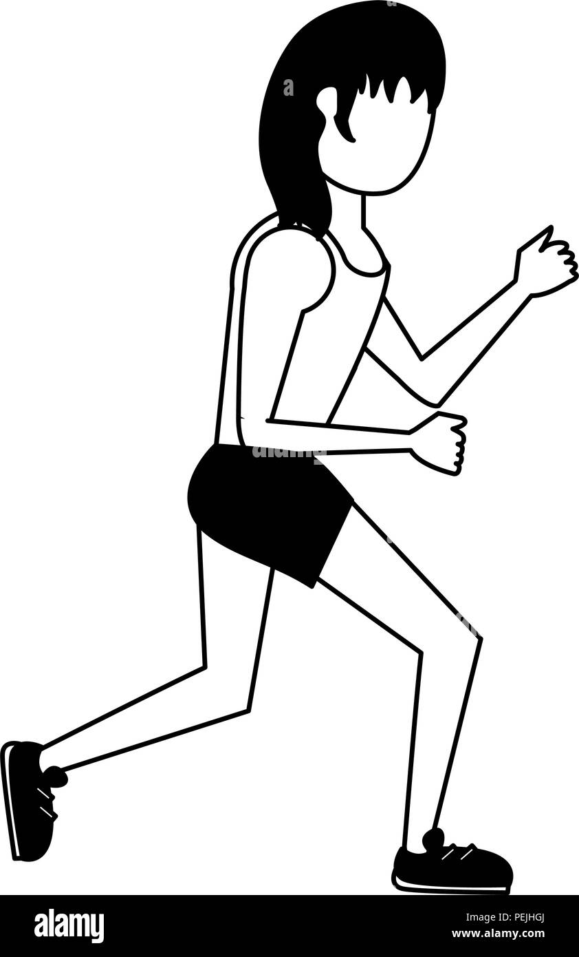 Fitness woman running in black and white Stock Vector Image & Art Alamy