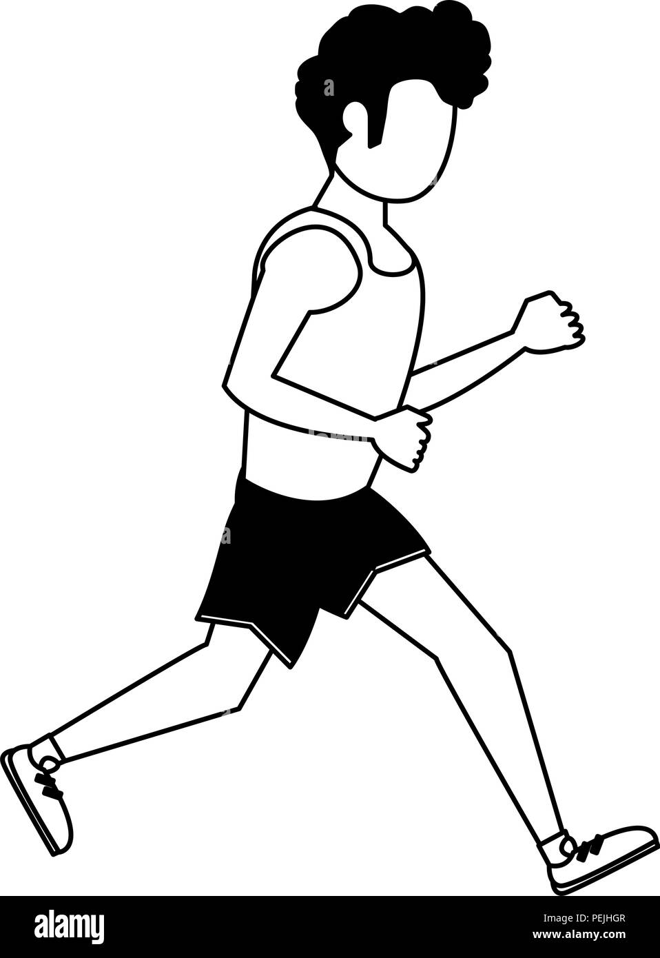 Fitness man running in black and white Stock Vector Image & Art - Alamy