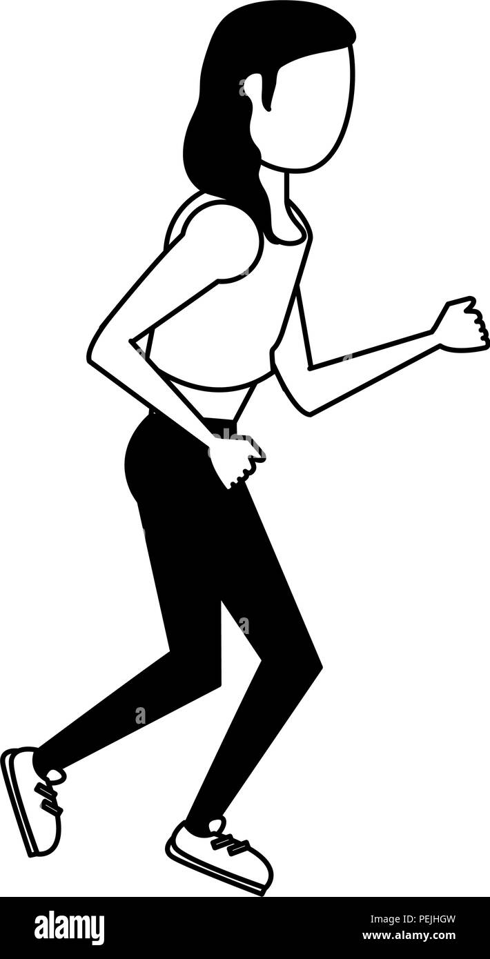 Fitness woman running in black and white Stock Vector Image & Art Alamy