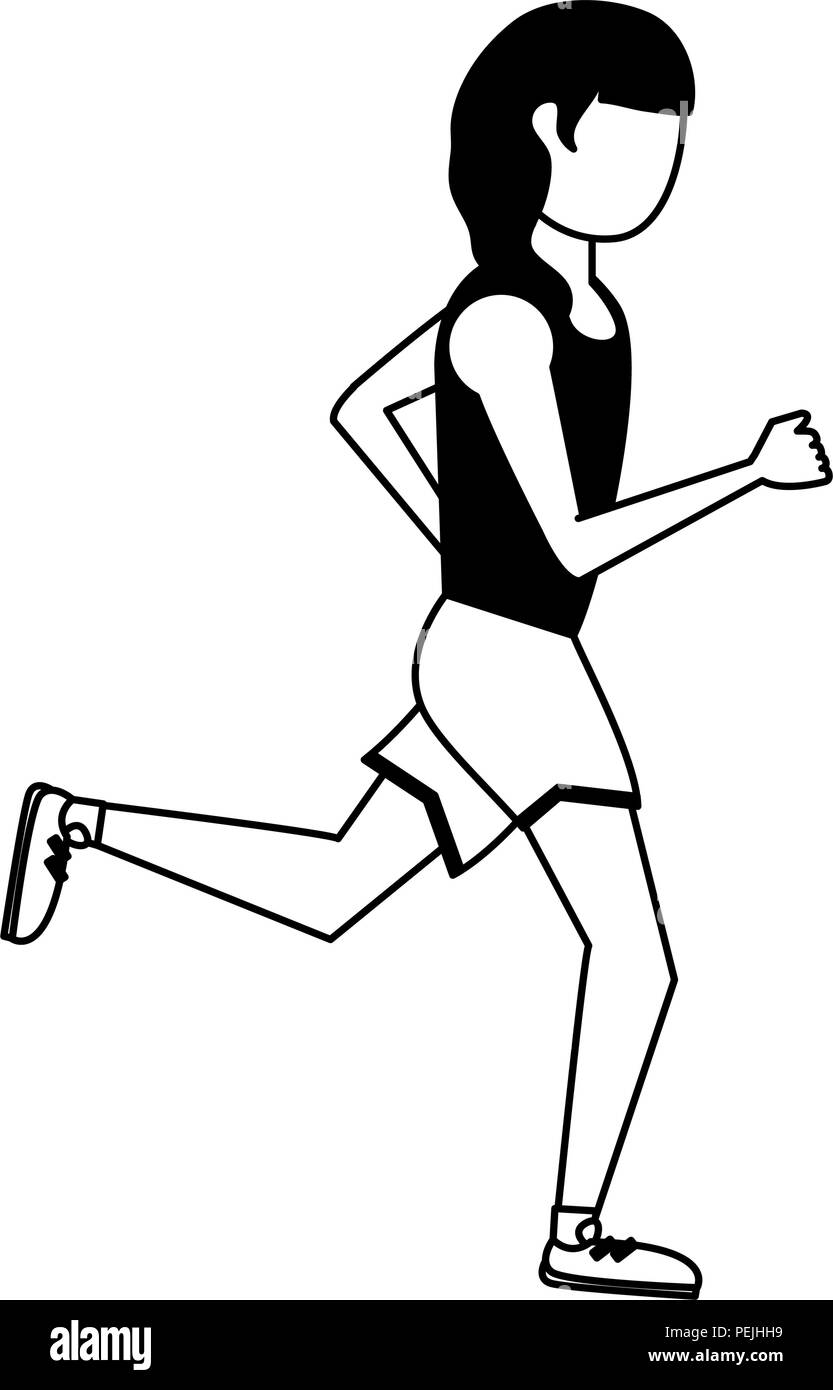 Fitness woman running in black and white Stock Vector Image & Art Alamy