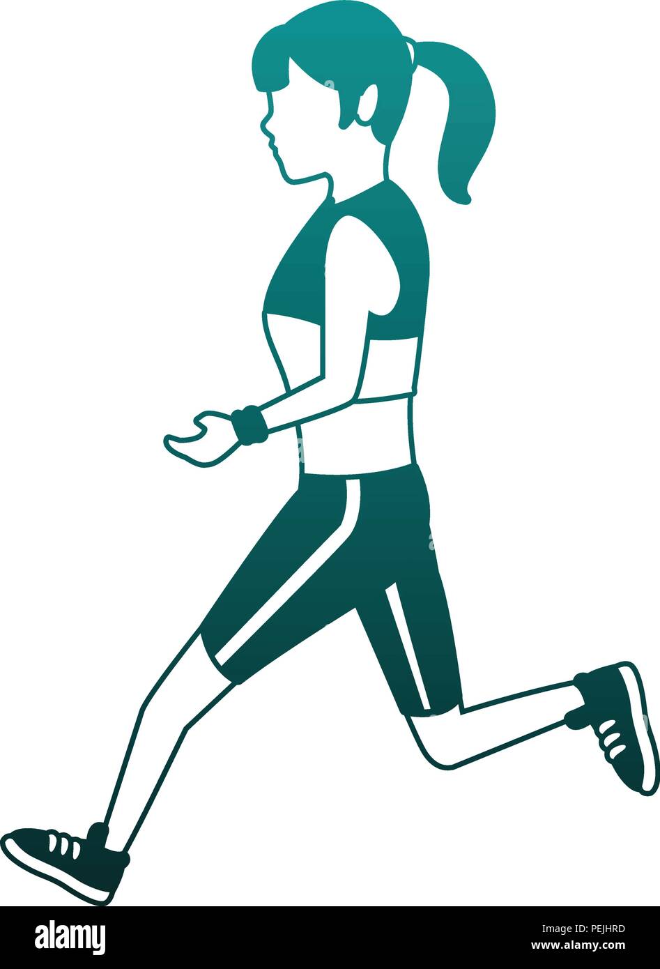 Fitness woman running in blue lines Stock Vector Image & Art - Alamy