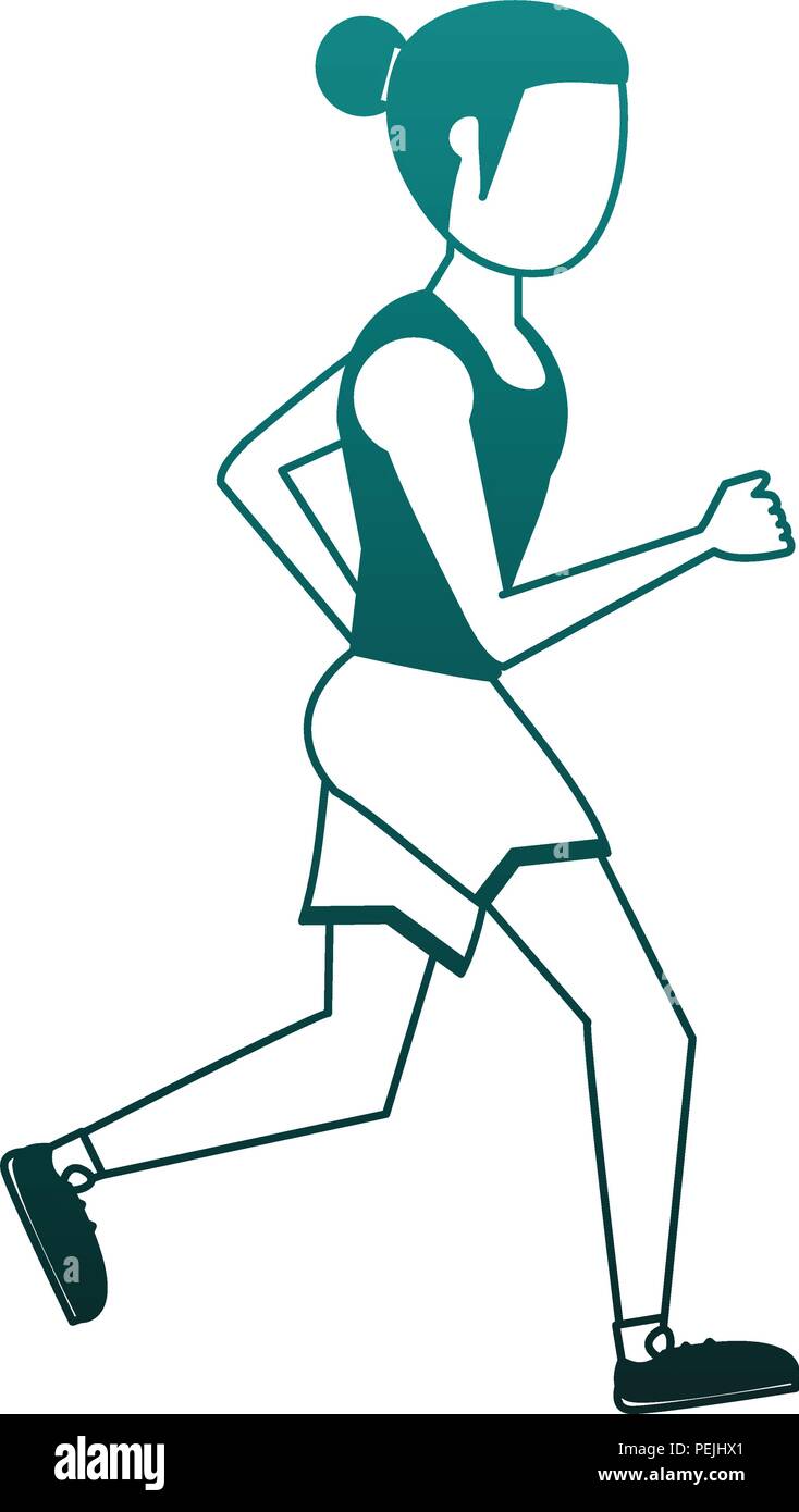 Fitness woman running in blue lines Stock Vector Image & Art - Alamy