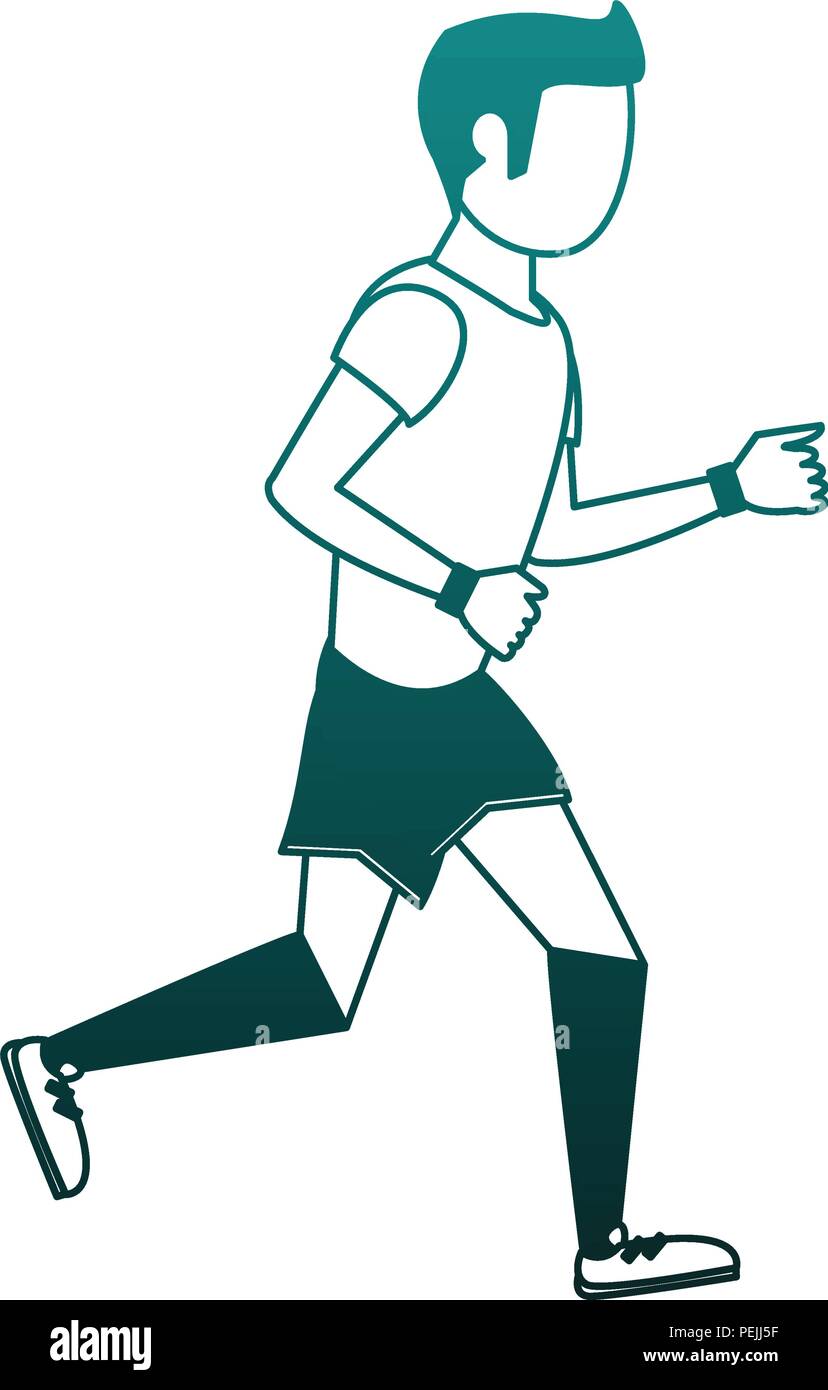 Fitness man running in blue lines Stock Vector Image & Art - Alamy