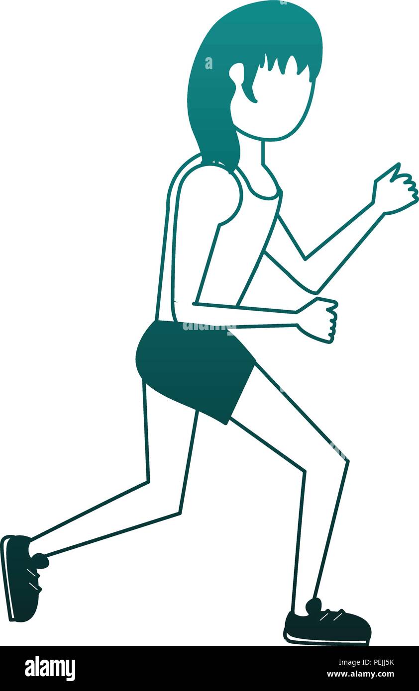 Fitness woman running in blue lines Stock Vector Image & Art - Alamy