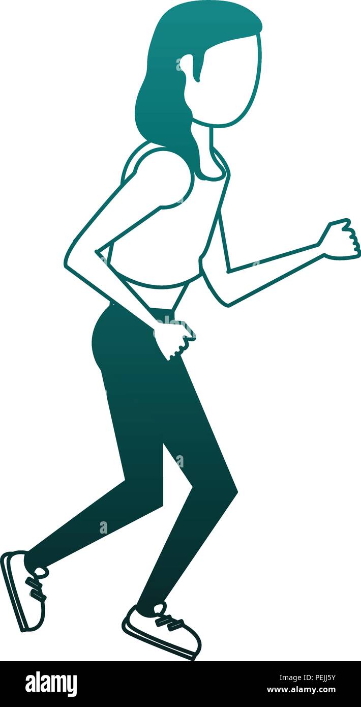 Fitness woman running in blue lines Stock Vector Image & Art - Alamy