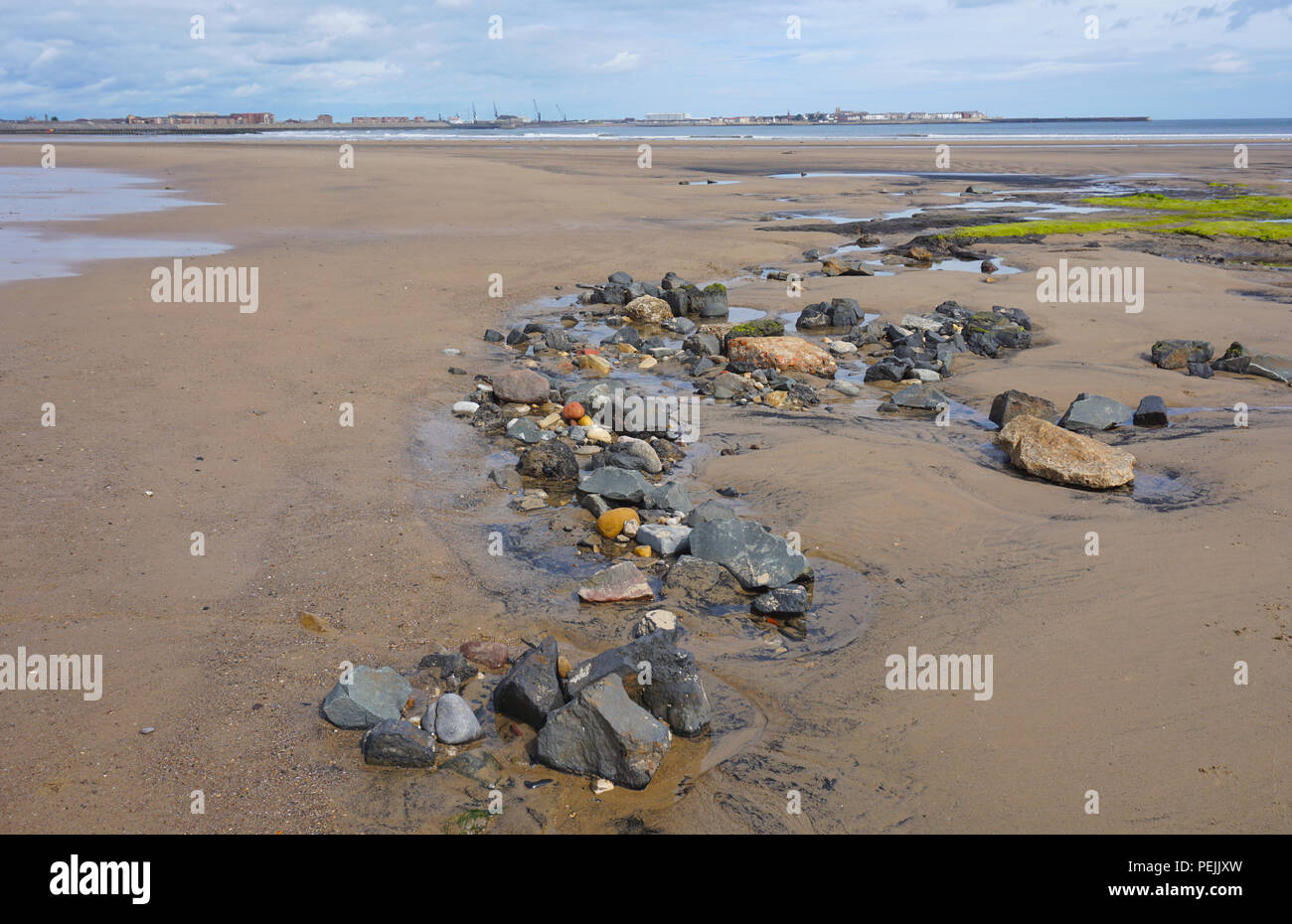 Seaton Carew Hartlepool Low Tide Rock pools Stock Photo Alamy