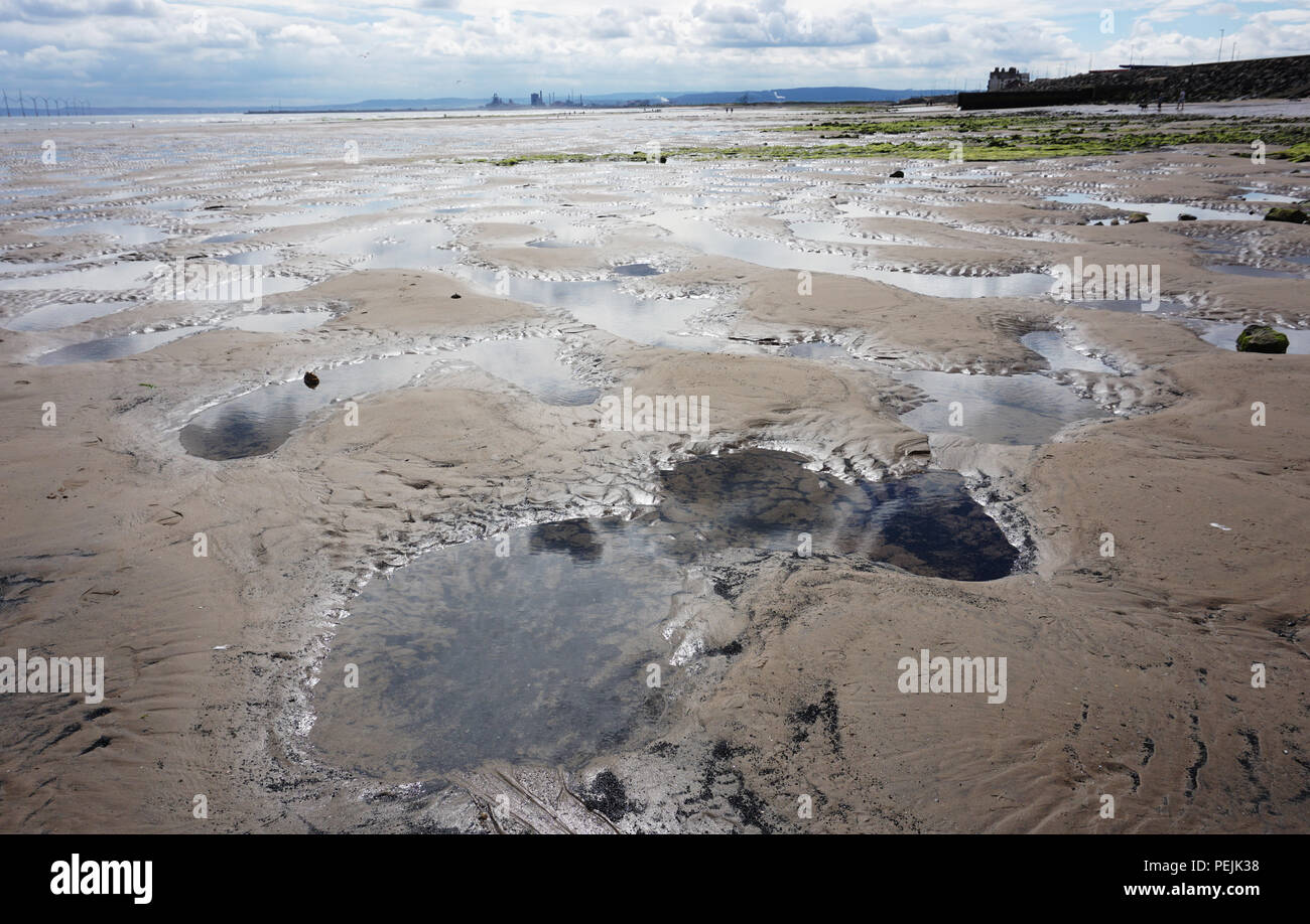 Seaton Carew Hartlepool Low Tide Rock pools Stock Photo Alamy