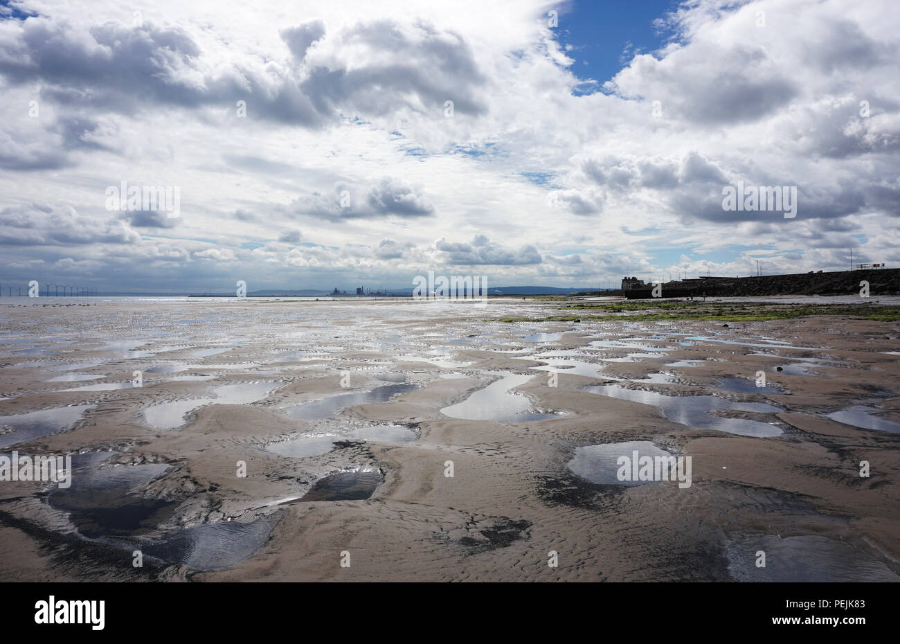 Seaton Carew Hartlepool Low Tide Rock pools Stock Photo Alamy