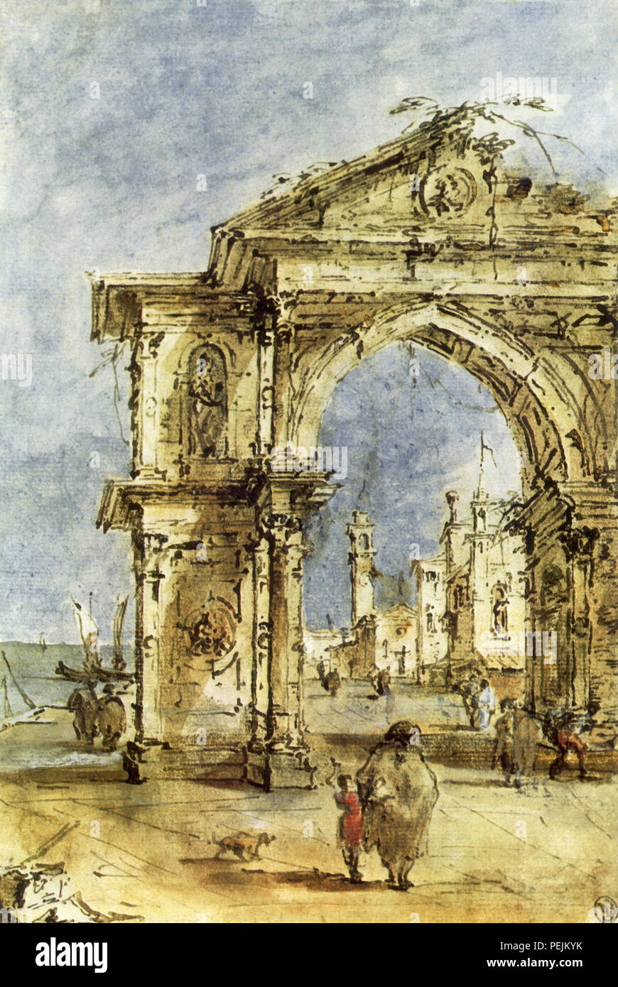 Triumphal Arch, Guardi, Francesco Stock Photo