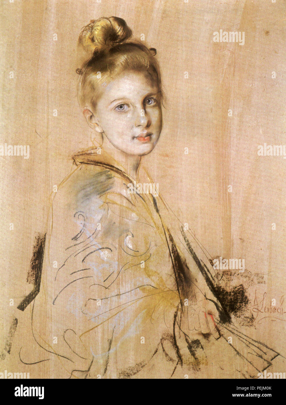 Girl in a Kimono, Lenbach, Franz von Stock Photo